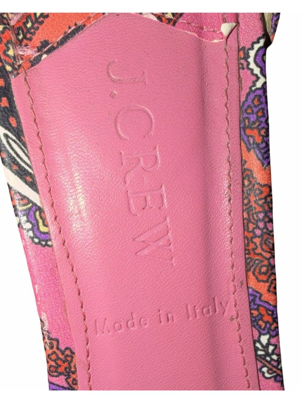 JCrew Paisley Printed Leather Heels 8 F4865 Pink Multi Ankle Strap J. Crew - Picture 6 of 7